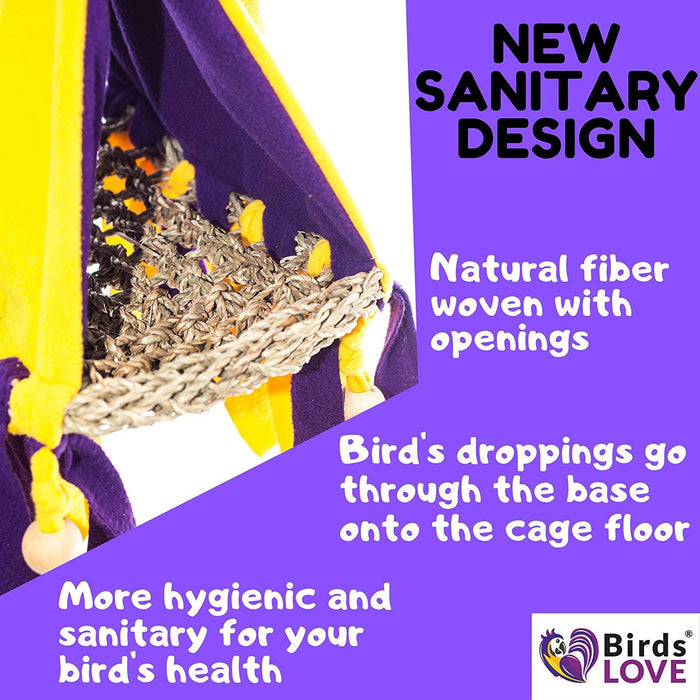 Birds LOVE Safe Bird Hut with Open Base for Small Birds Lovebirds Cockatiels Parakeets Finch – Small Size - 7.5" l x 5" w x 5.5" h