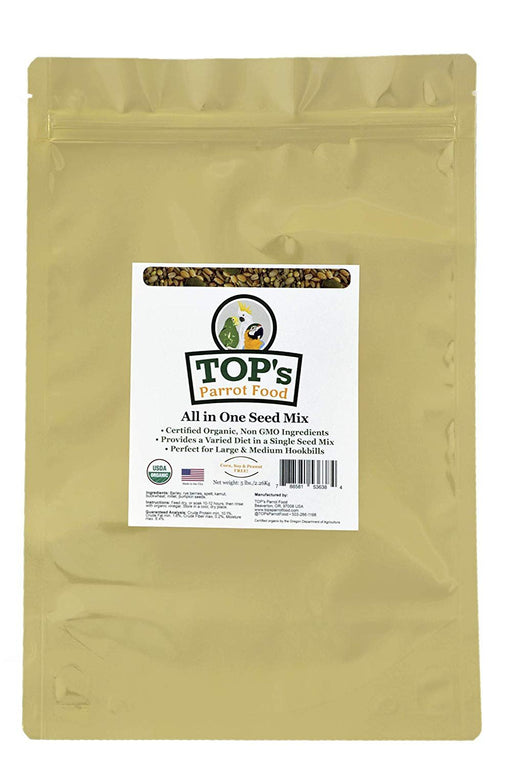 TOP's Parrot Food All in One Seed Mix - Large Birds Non-GMO/Peanut/Soy/Corn 5lb