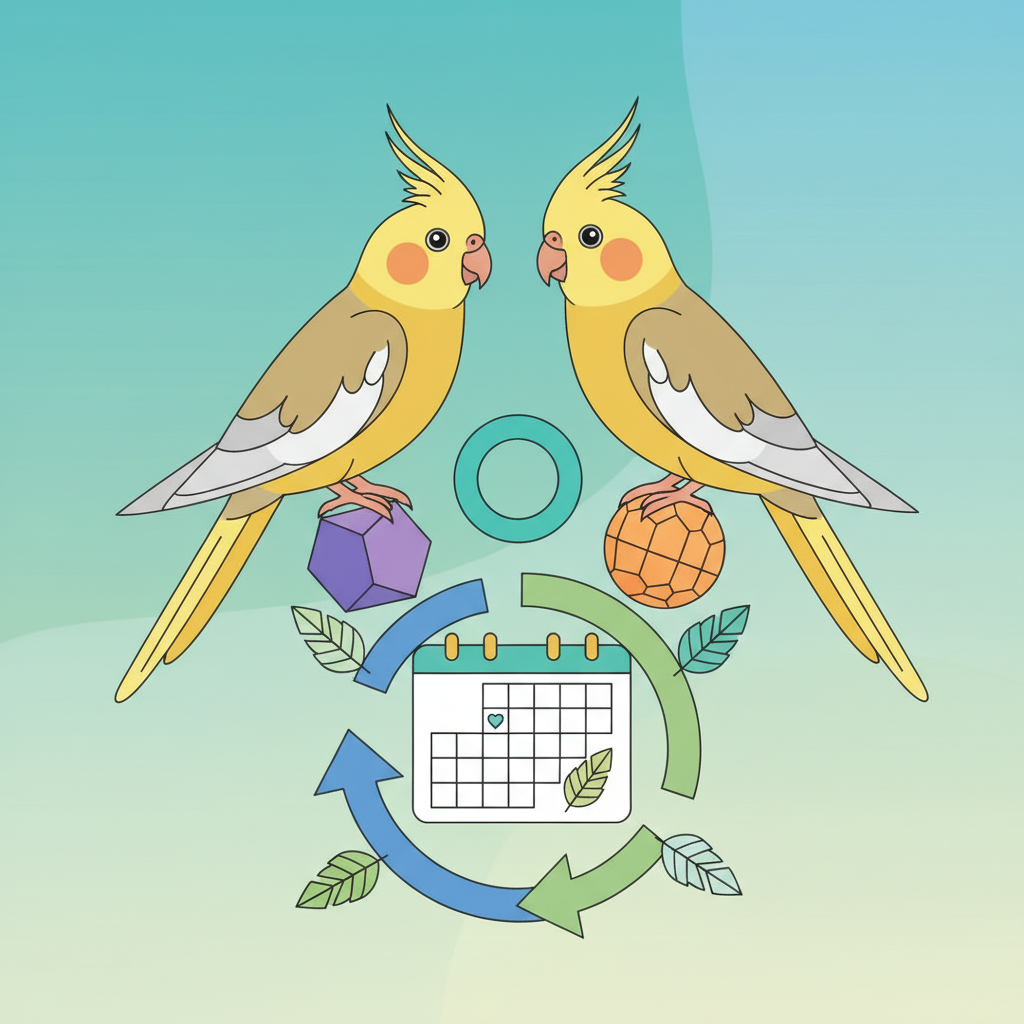 Illustration for Optimizing Cockatiel Well-being: Practical Toy Rotation Schedules for Enriched Birds