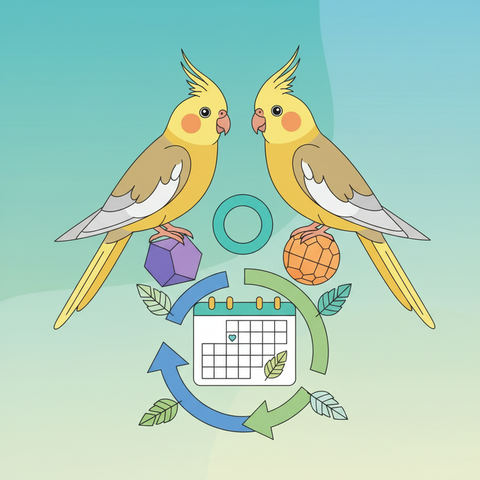 Illustration for Optimizing Cockatiel Well-being: Practical Toy Rotation Schedules for Enriched Birds