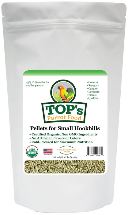 TOP's Parrot Food Bird Pellets for Small Hookbills Non-GMO/Peanut/Soy/Corn 10lb