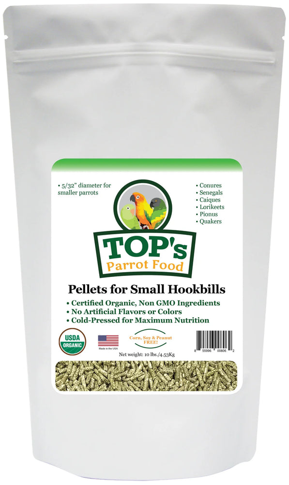 TOP's Parrot Food Bird Pellets for Small Hookbills Non-GMO/Peanut/Soy/Corn 10lb