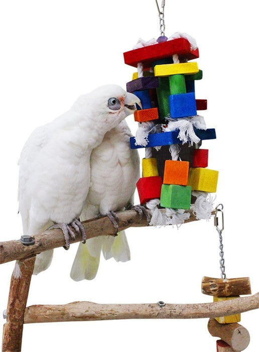 Birds LOVE Natural Wood Block Medium Tower for Medium and Large Size Birds