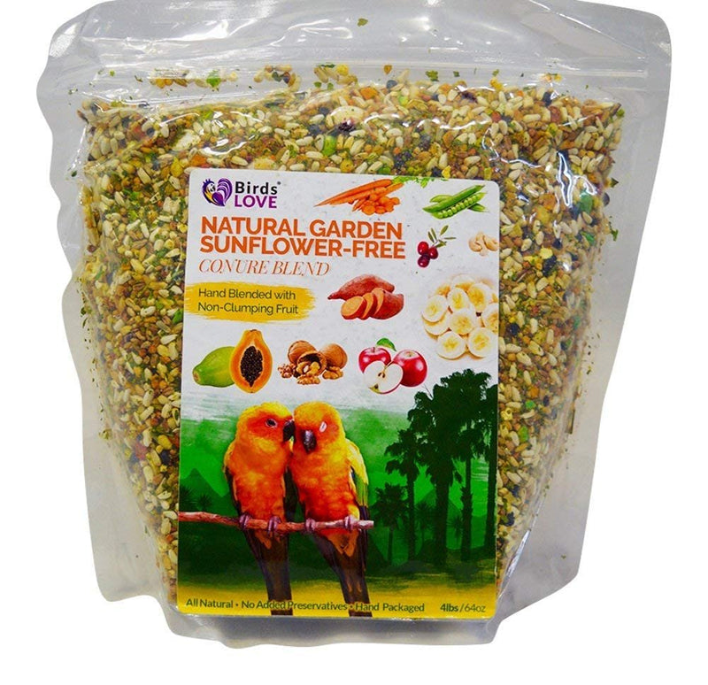 Birds LOVE All Natural Garden Blend Bird Food for Conures - Sunflower Free 4lb
