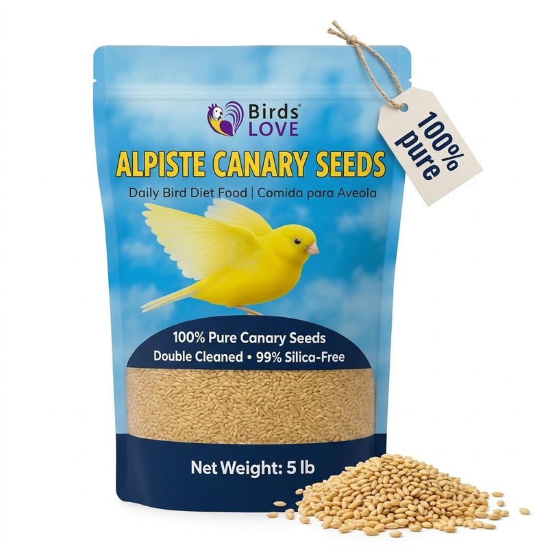 Birds LOVE Alpiste Canary Seed – 100% Pure, Non-GMO, Double Cleaned Food for Canaries, Finches, Budgies & Parakeets – No Additives, Bird Feed, 5 lbs