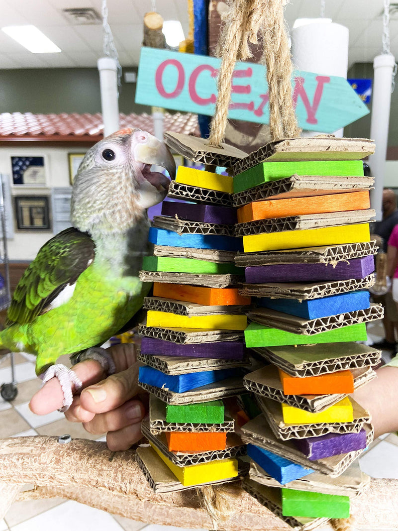 Birds LOVE Chew-Tastic Triple Tower of Shredded Fun Medium Bird Toy for African Grey Conures Sun Conures Caiques Senegals Small Cockatoos Quakers and