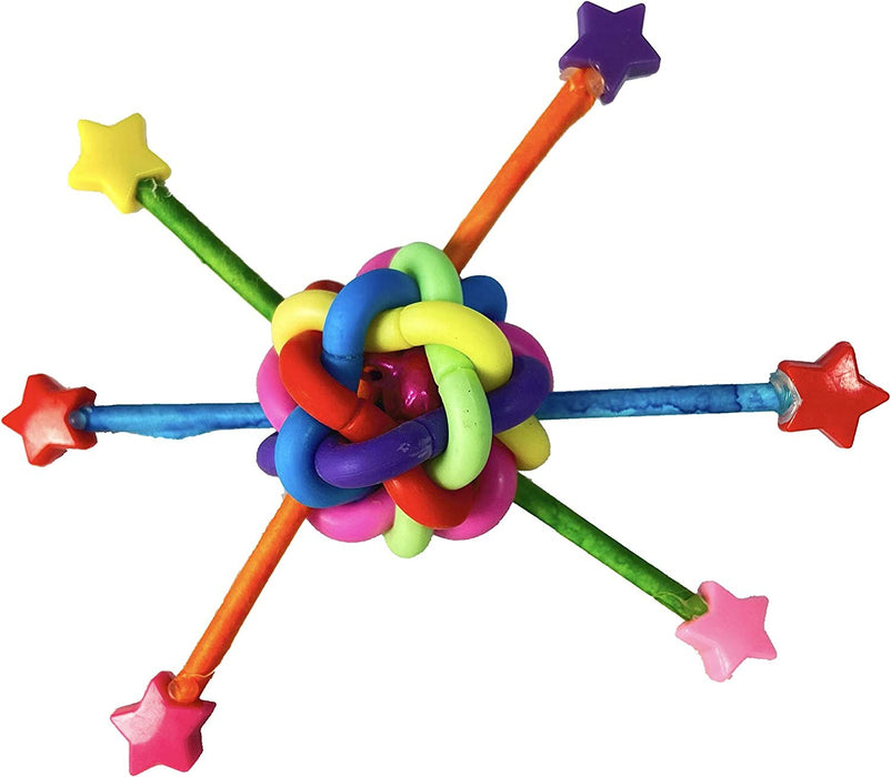 Birds LOVE Shiny Stars Foot Parrot Toy, Cage or Playgym, Rattle Bell Inside for Small to Medium Birds