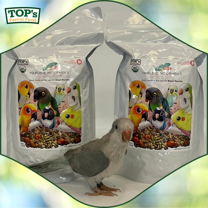 TOP's Parrot Food Marlene Mc'Cohen's USDA Certified Organic Signature Blend Bird Seed and Pellet Mix for Small Birds 2.5lbs