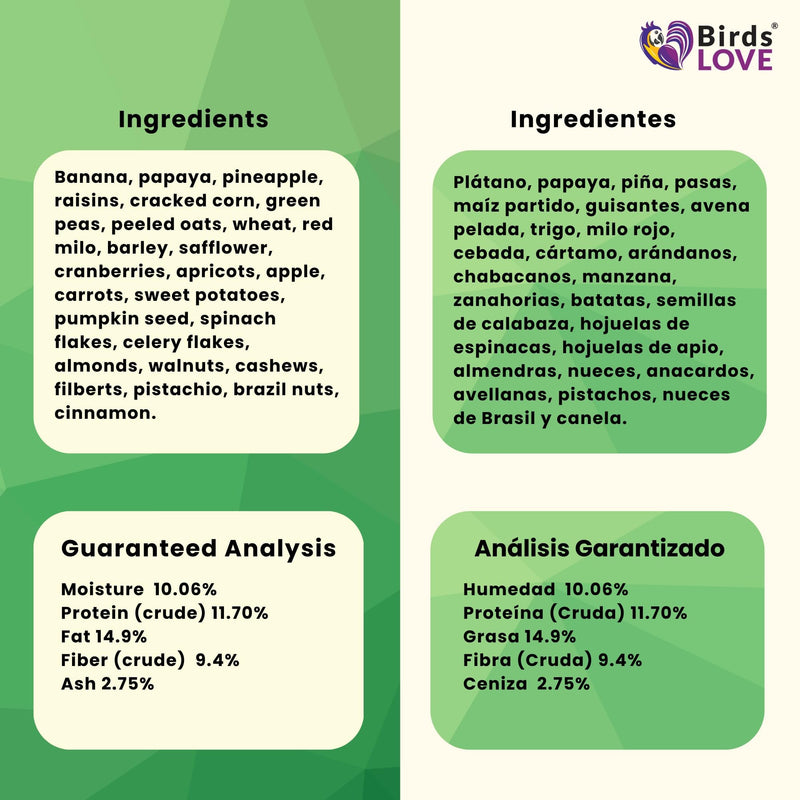 Birds LOVE All Natural Garden Blend Bird Food for Conures - Sunflower Free 4lb