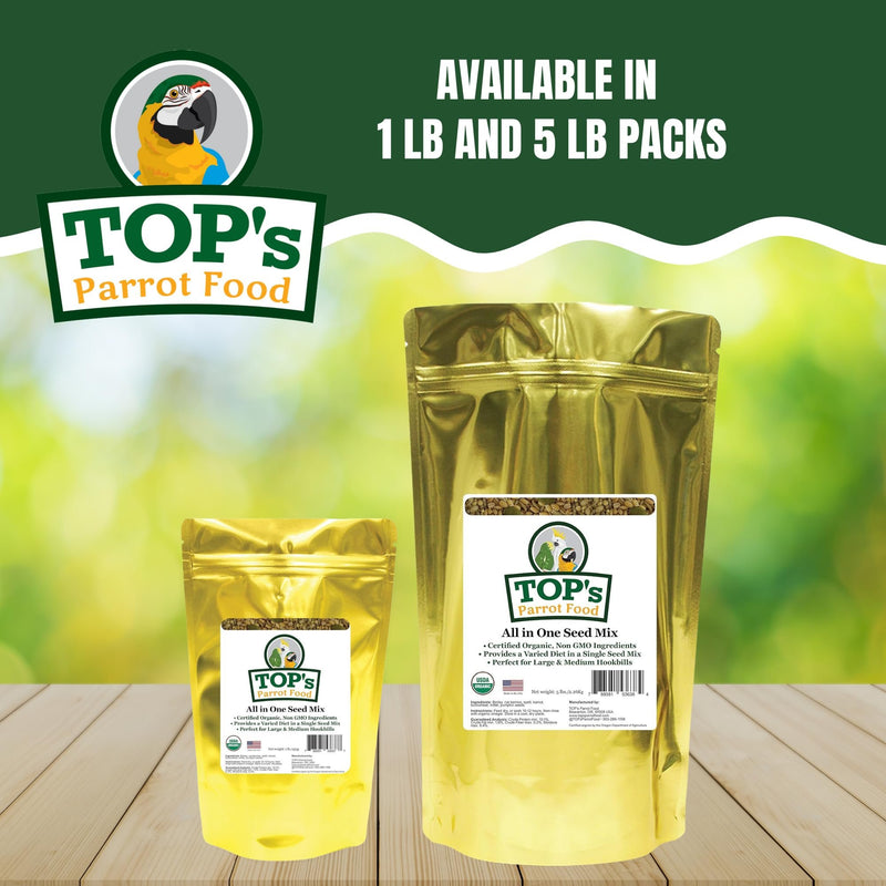 TOP's All in One Seed Mix for Large Birds, Non-GMO, Peanut Soy & Corn Free, USDA Organic Certified, 1lb