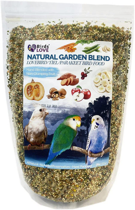 Birds LOVE All Natural Garden Blend Bird Food for Lovebirds, Parakeets, Cockatiels, Conures, Quakers, Cockatoos, Macaws and All Sized Birds