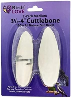 Birds LOVE Natural Cuttlebone – Premium Calcium & Trace Mineral Supplement for Avian Species, Tortoises, and Snails – Pure Cuttlebone for Parakeets and All Birds| 6 Pack of 3.5-4"