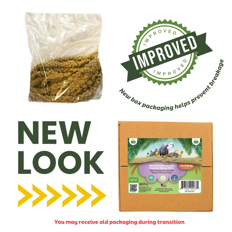 Nemeth Farms Premium Non-GMO Spray Millet Treat | Hand-Harvested Bird Snack | 100% Edible Tops | Sun-Dried Supplement for Parakeets, Cockatiels, Finches, Lovebirds, Canaries