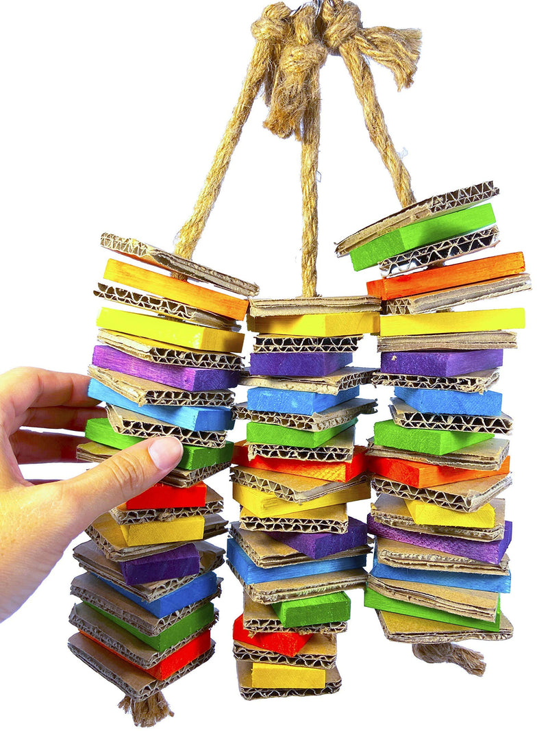 Birds LOVE Chew-Tastic Triple Tower of Shredded Fun Medium Bird Toy for African Grey Conures Sun Conures Caiques Senegals Small Cockatoos Quakers and