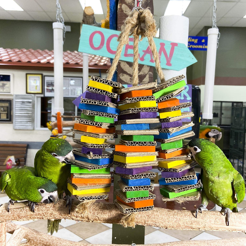 Birds LOVE Chew-Tastic Triple Tower of Shredded Fun Medium Bird Toy for African Grey Conures Sun Conures Caiques Senegals Small Cockatoos Quakers and