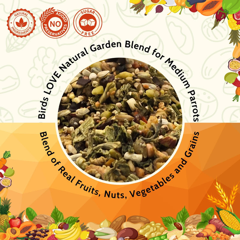 Birds LOVE All Natural Garden Blend Bird Food for Medium Birds - Cockatiels, Green Cheek Conures, Ringneck Parakeets and Small Quakers 4lb