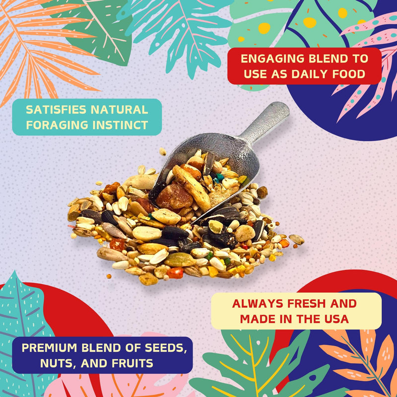 ABBA 1400 Premium Bird Food for African Grey, Conure, and Senegal Parrot, Bird Seed Blend with Whole Eggs, Fruits and Nuts - Packed with Protein, Vitamins & Minerals, 5 lbs