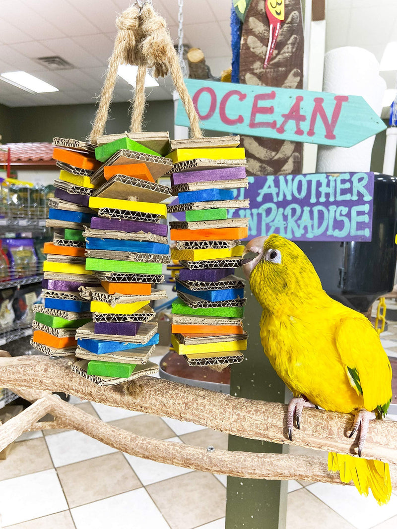 Birds LOVE Chew-Tastic Triple Tower of Shredded Fun Medium Bird Toy for African Grey Conures Sun Conures Caiques Senegals Small Cockatoos Quakers and