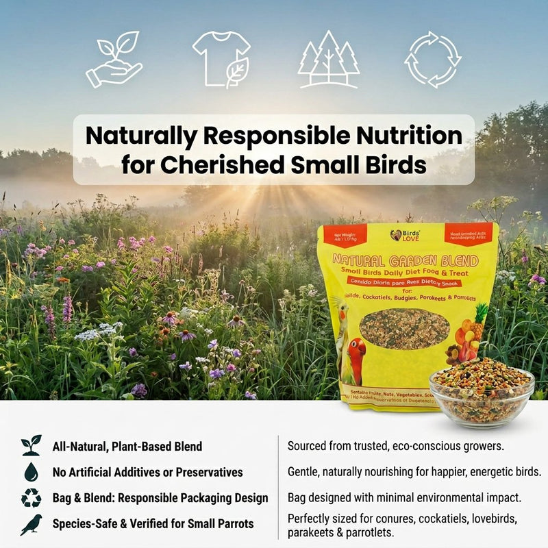 Birds LOVE Natural Garden Blend Bird Food for Small Birds, 4 lb Hand Packed in USA, All Natural Mix with Fruits, Nuts, Vegetables, Seeds & Grains for Lovebirds, Cockatiels, Budgies, Parakeets & Parrotlets
