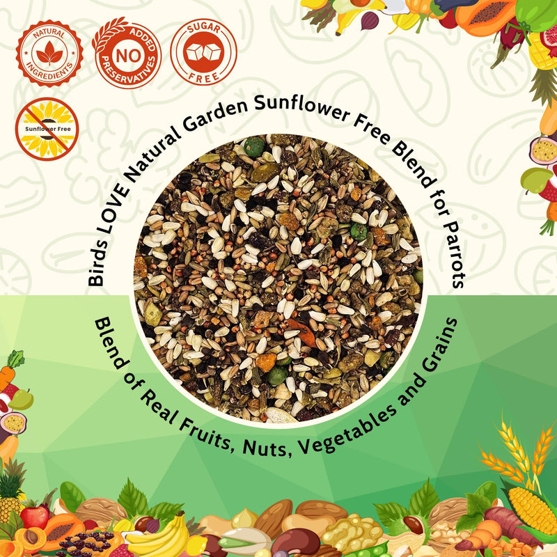 Birds LOVE Natural Garden Blend Bird Food for Small Birds, 4 lb Hand Packed in USA, All Natural Mix with Fruits, Nuts, Vegetables, Seeds & Grains for Lovebirds, Cockatiels, Budgies, Parakeets & Parrotlets