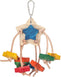 Birds LOVE Bird Toy with Colored and Natural Wood and Leather for Small Parrots, Parakeets, Lovebirds, Cockatiels, Conures