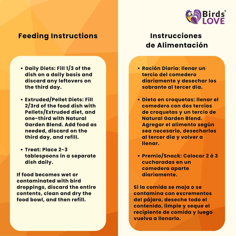 Birds LOVE All Natural Garden Blend Bird Food for Medium Birds - Cockatiels, Green Cheek Conures, Ringneck Parakeets and Small Quakers 2lb