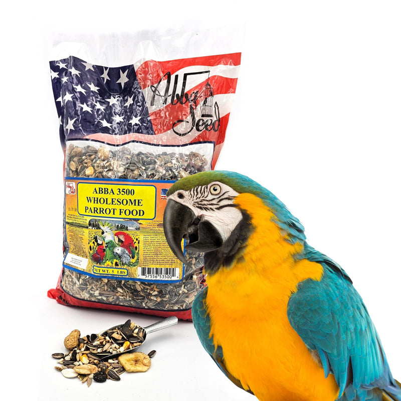 ABBA 3500 Wholesome Parrot Food, Seed Mix, Nuts, Fruits, Veggies, Vitamins - 5 lbs