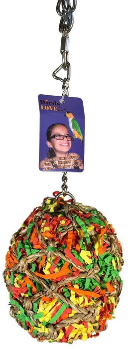 Birds LOVE Small Shredder Ball Toy for Parrot Cage Foraging Hanging Net 11.5" x 4" x 4"