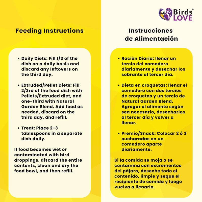 Birds LOVE All Natural Garden Blend Bird Food for Small Birds - Lovebirds, Cockatiels, Parakeets and Parrotlets 2lb