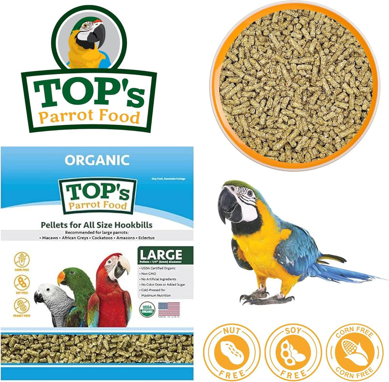 TOP's Organic Food Pellets Hookbills All Size Parrots Birds No Artificial- 25 lb