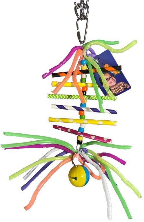 Birds LOVE Strawbucks Bird Toy for Small Parrots for Pulling Hanging Chewing Paper & Plastic