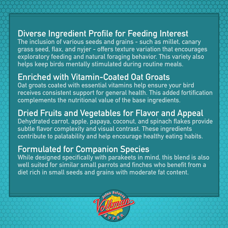 Volkman Avian Science Super Parakeet Bird Food