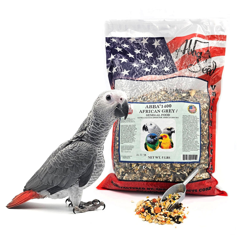 ABBA 1400 Premium Bird Food for African Grey, Conure, and Senegal Parrot, Bird Seed Blend with Whole Eggs, Fruits and Nuts - Packed with Protein, Vitamins & Minerals, 5 lbs