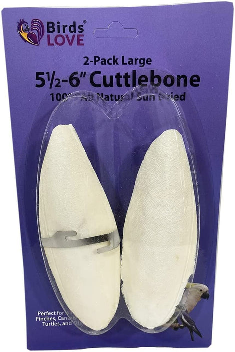 Birds LOVE Natural Cuttlebone – Premium Calcium & Trace Mineral Supplement for Avian Species, Tortoises, and Snails – Pure Cuttlebone for Parakeets and All Birds - 120 Packs of 2 - Size 5.5 to 6"