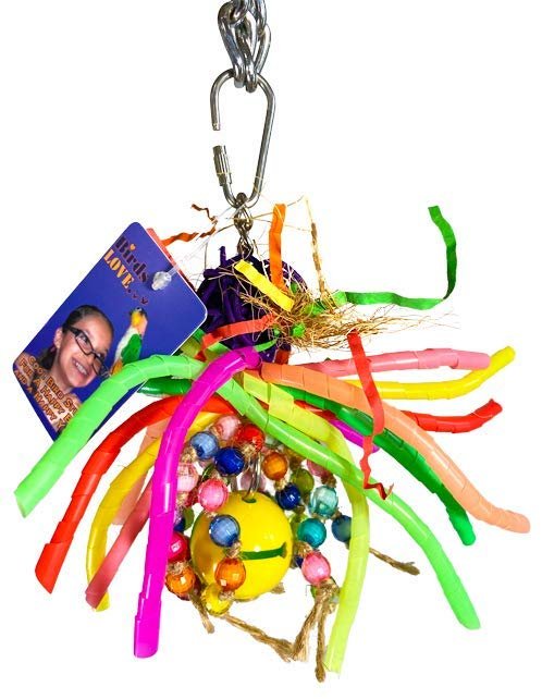 Birds LOVE Spiral Straws Toy for Small Parrots, Preening Foraging Hanging Bird Toy for Lovebirds Cockatiels Parakeets Conures, 6"