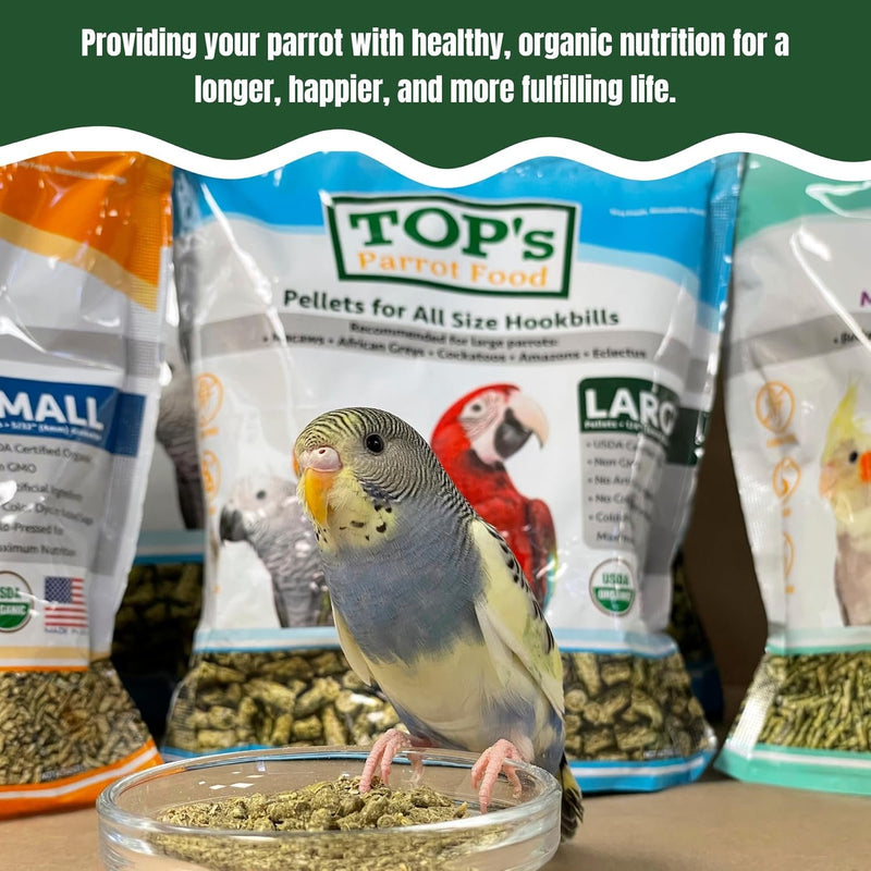 TOP's Organic Food Pellets Hookbills All Size Parrots Birds No Artificial- 25 lb