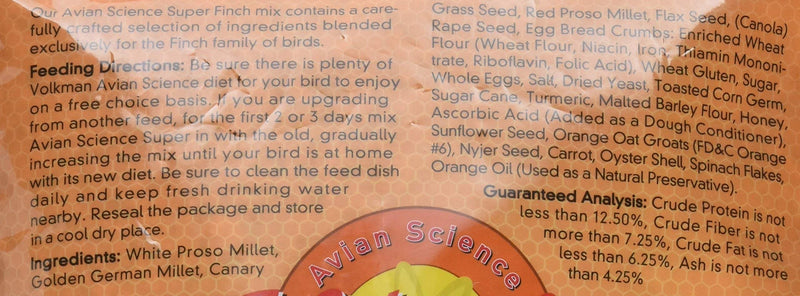 Volkman Avian Science Super Finch Bird Food 4lbs