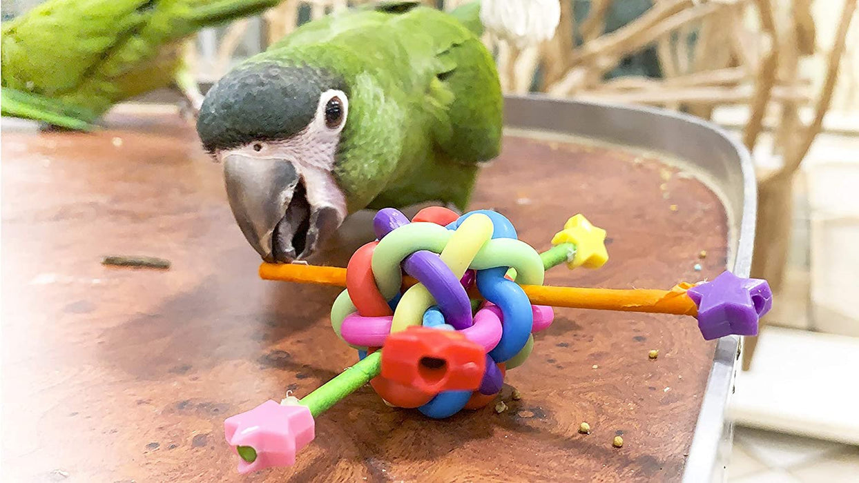 Birds LOVE Shiny Stars Foot Parrot Toy, Cage or Playgym, Rattle Bell Inside for Small to Medium Birds