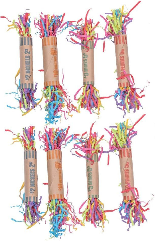 Birds LOVE 8 Pack Coin Rolls with Colored Crinkly Paper Bird Toy Foot Toy for Small Birds, Finches, Canaries, Parakeets, Cockatiels, Lovebirds, Parrotlets, Conures