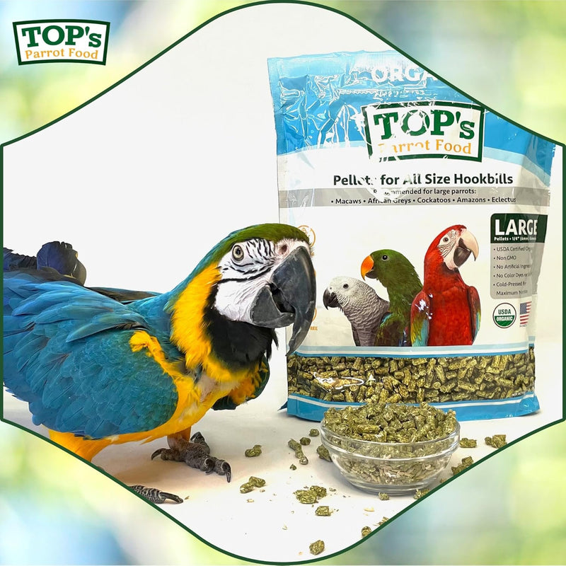 TOP's Organic Food Pellets Hookbills All Size Parrots Birds No Artificial- 25 lb
