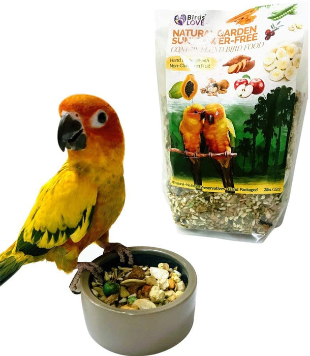 Birds LOVE All Natural Garden Blend Bird Food for Lovebirds, Parakeets, Cockatiels, Conures, Quakers, Cockatoos, Macaws and All Sized Birds