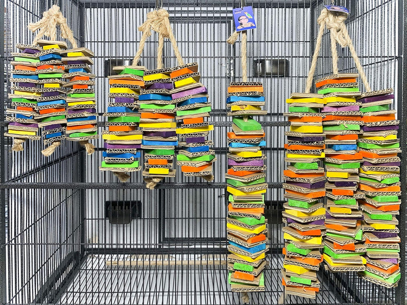 Birds LOVE Chew-Tastic Triple Tower of Shredded Fun Medium Bird Toy for African Grey Conures Sun Conures Caiques Senegals Small Cockatoos Quakers and