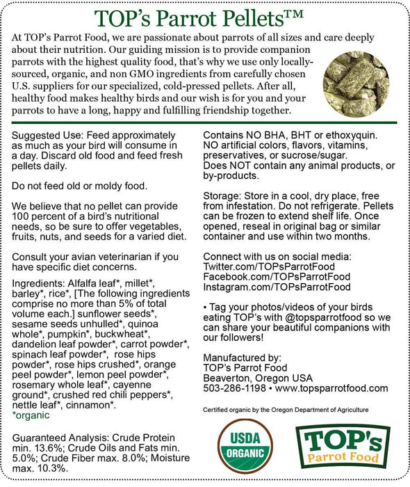 TOP'S OUTSTANDING BIRD PELLETS -1LB / 453g