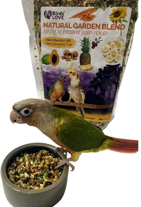 Birds LOVE All Natural Garden Blend Bird Food for Lovebirds, Parakeets, Cockatiels, Conures, Quakers, Cockatoos, Macaws and All Sized Birds