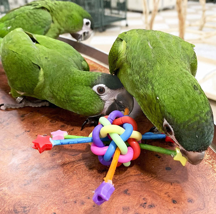 Birds LOVE Shiny Stars Foot Parrot Toy, Cage or Playgym, Rattle Bell Inside for Small to Medium Birds