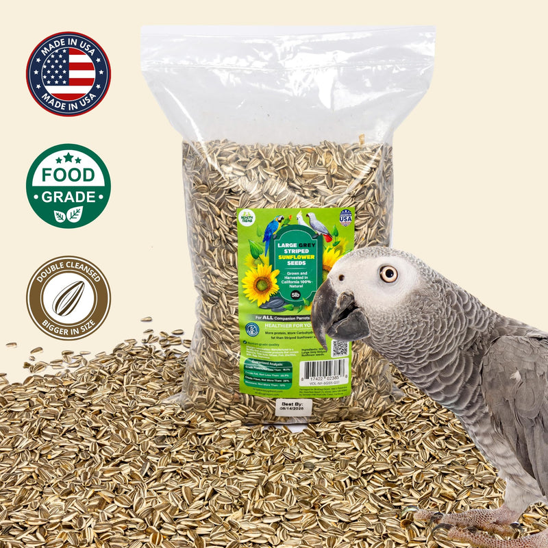 Nemeth Farms - 5 Lb Bag | Premium Gray Striped Sunflower Seeds for Birds - Natural Sunflower Seeds Bird Food | Non-GMO, Feeder-Ready & Plantable