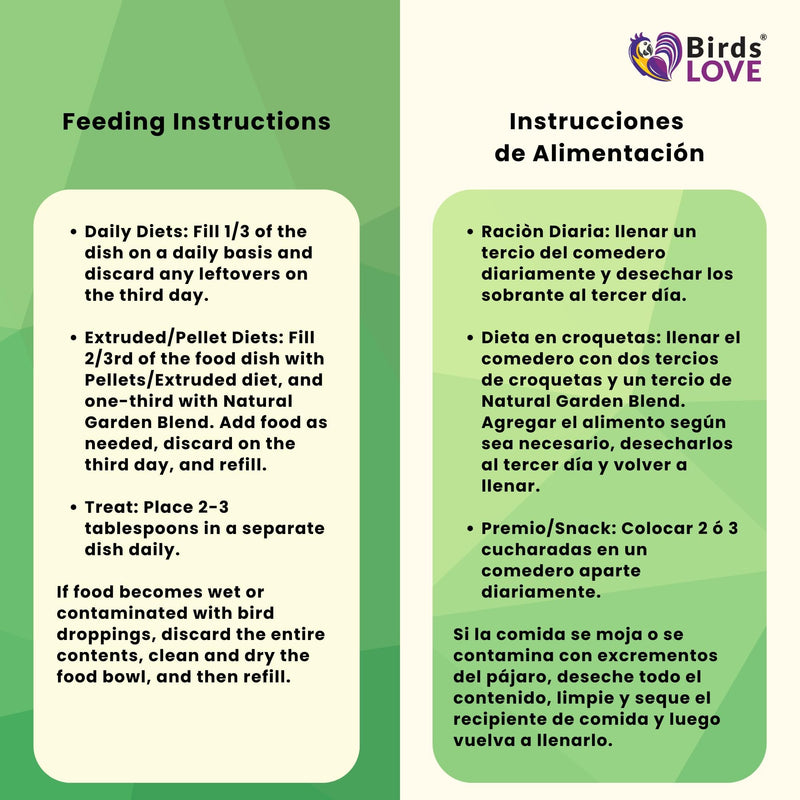 Birds LOVE All Natural Garden Blend Bird Food for Conures - Sunflower Free 4lb