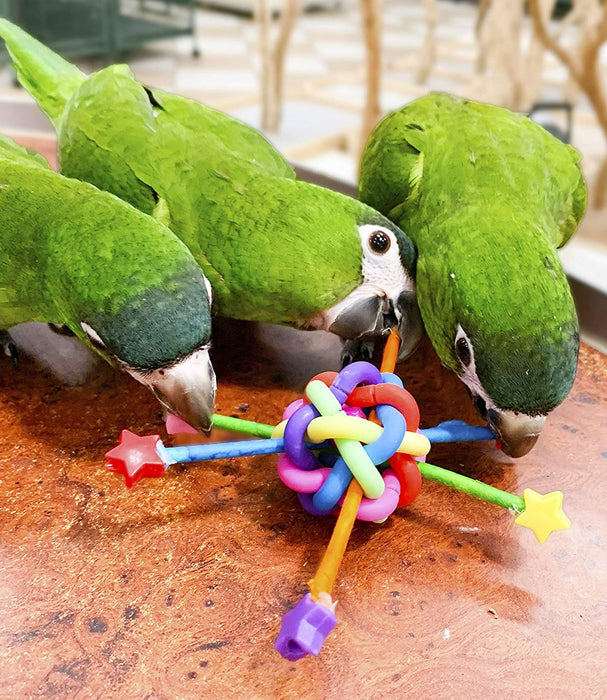 Birds LOVE Shiny Stars Foot Parrot Toy, Cage or Playgym, Rattle Bell Inside for Small to Medium Birds