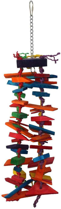 Birds LOVE Colored Rope Hanging Wood Slats for Swinging and Chewing Fun on Parrot Cage Stand or Playgym, Medium Bird African Grey Pionus Quakers Caiques Conures