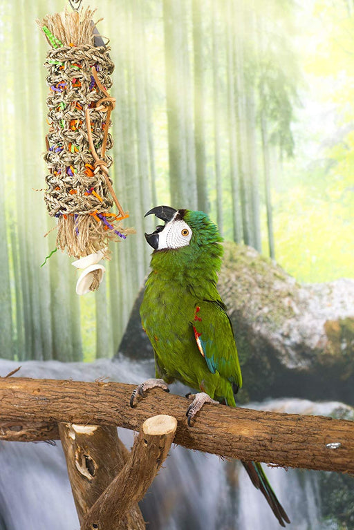 Birds LOVE Bird Toy Natural Solid Rectangle of Abaca Rope, Sisal, Cotton and Cuttlebone for African Grey Umbrella Cockatoo Bird Cage